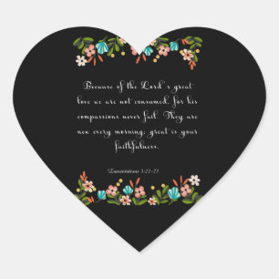 Bible Verse Art - Lamentation 3:22-23 Heart Sticker