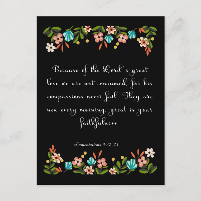 Bible Verse Art - Lamentation 3:22-23 Postcard (Front)