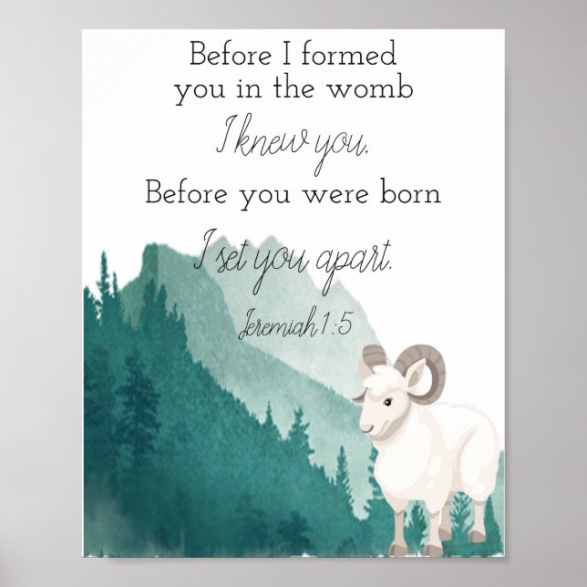 Bible Verse Art Print Jeremiah 1:5 (Front)