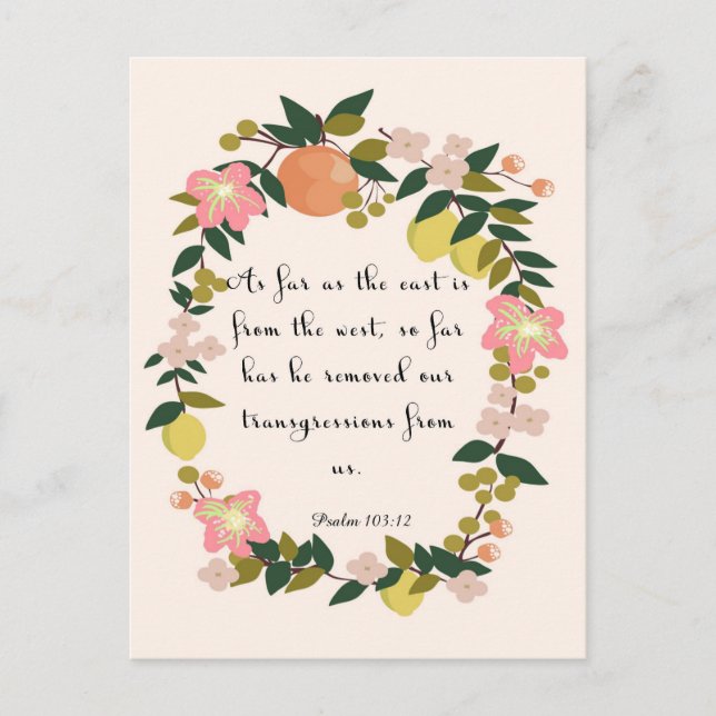 Bible Verse Art - Psalm 103:12 Postcard (Front)