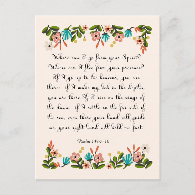 Bible Verse Art - Psalm 139:7-10 Postcard (Front)
