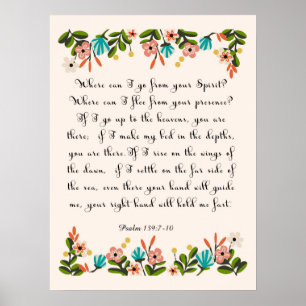 Bible Verse Art - Psalm 139:7-10 Poster