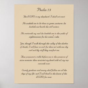 Bible Verse Artwork, Psalm 23 Poster