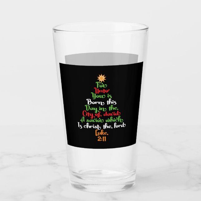 Bible verse as Christmas tree Christmas giftidea Glass (Front)