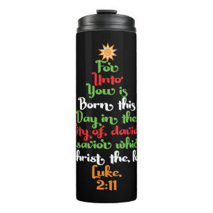 Bible verse as Christmas tree Christmas giftidea Thermal Tumbler