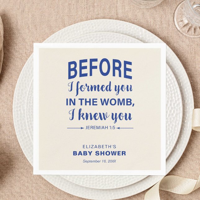 Bible Verse Baby Shower Jeremiah Christian Modern Napkin (Creator Uploaded)