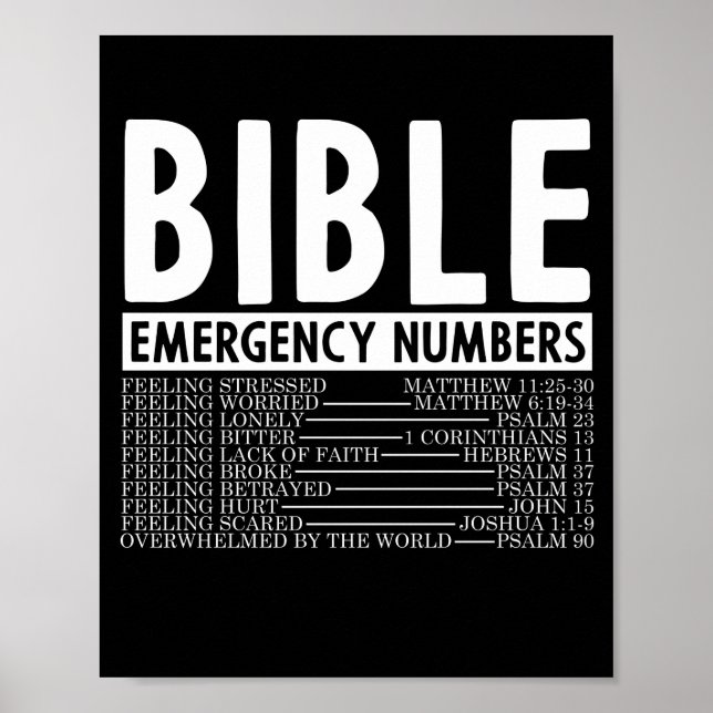 Bible Verse  Bible Emergency Numbers God Poster (Front)