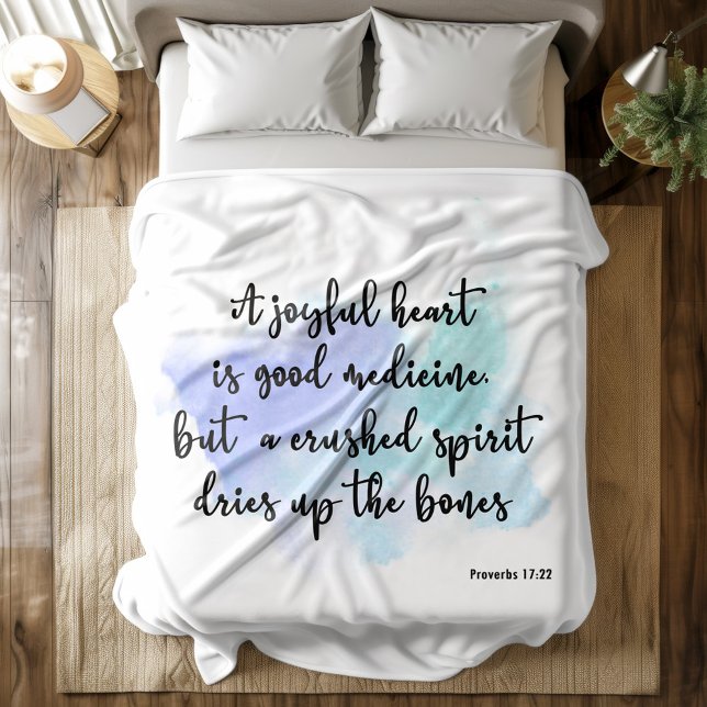 Bible verse Blue Brush Fleece Blanket (Creator Uploaded)