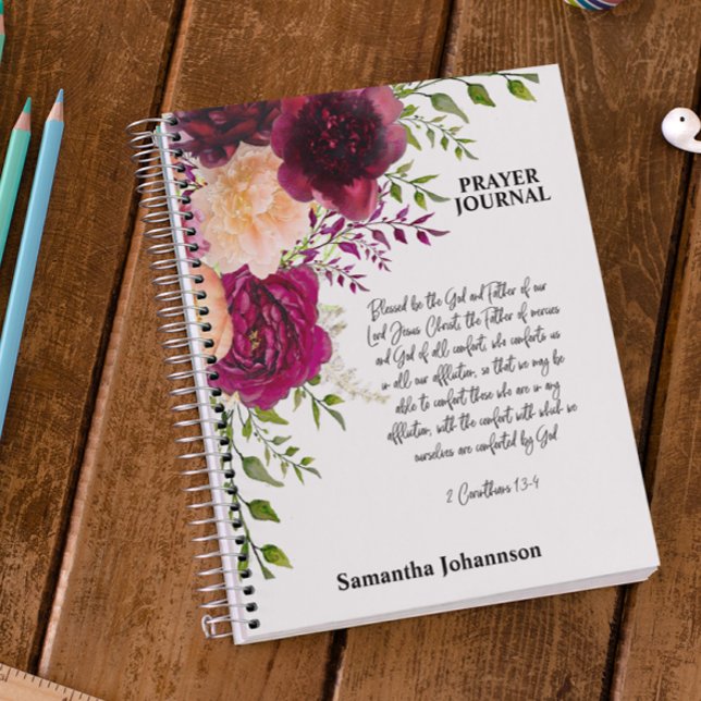 Bible Verse Burgundy Floral Prayer Journal (Creator Uploaded)