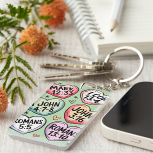 Bible Verse Candy Hearts Christian Valentine Key Ring
