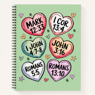 Bible Verse Candy Hearts   Christian Valentine Notebook