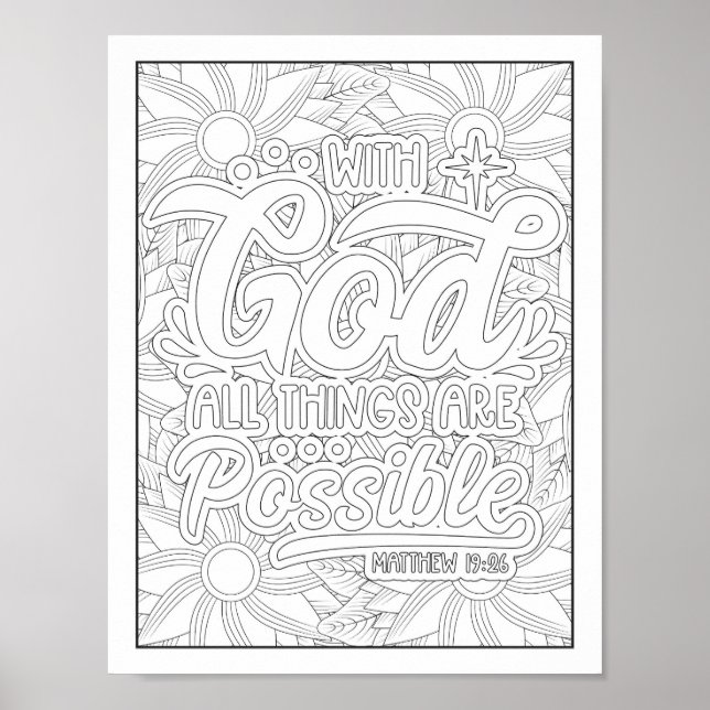 Bible Verse/Christian Adult Colouring Poster (Front)