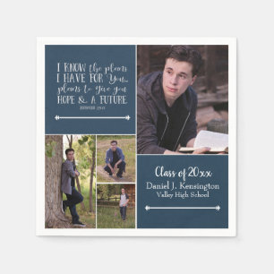 Bible Verse Christian Graduation Photo Collage Napkin