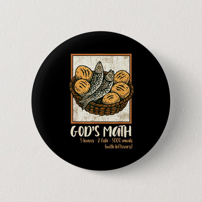 Bible Verse Christian Jesus Fishes &amp; Loaves Go 6 Cm Round Badge (Front)