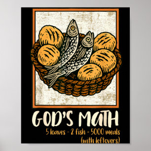 Bible Verse Christian Jesus Fishes &amp; Loaves Go Poster