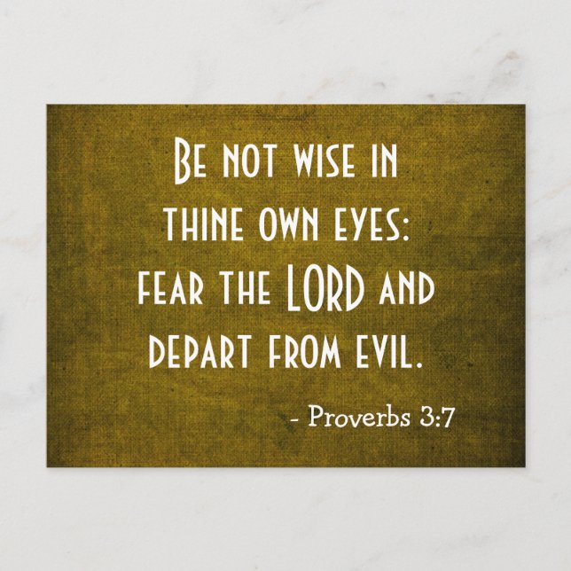 Bible Verse - Christian - Proverbs 3:7 Postcard (Front)