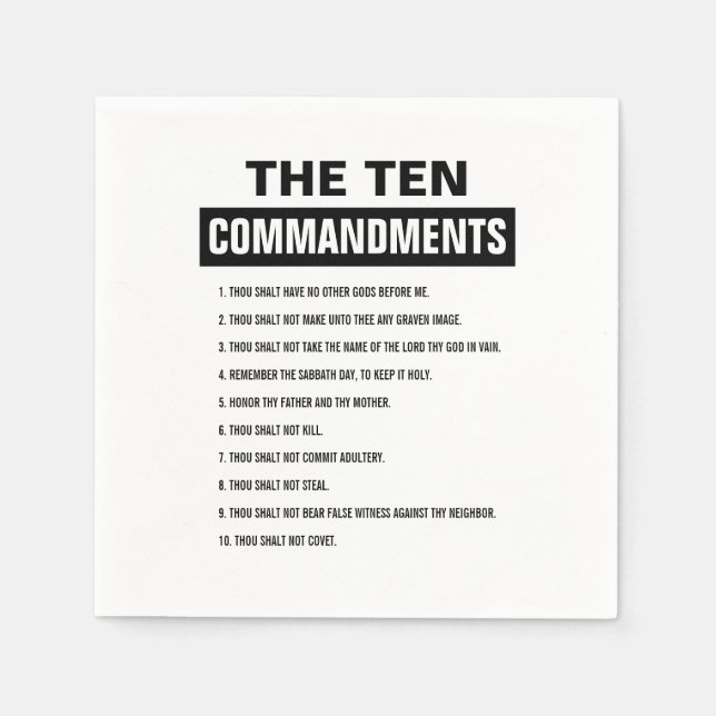 Bible Verse Christian Religious Ten Commandments Napkin (Front)