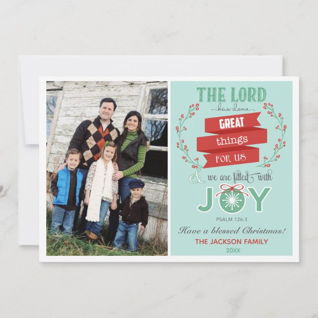 Bible Verse Christmas Photo Cards (Psalm 126:3) (Front)