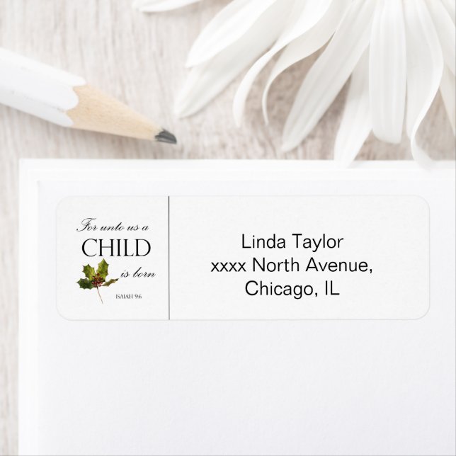Bible Verse Christmas Return Address Label (Insitu)