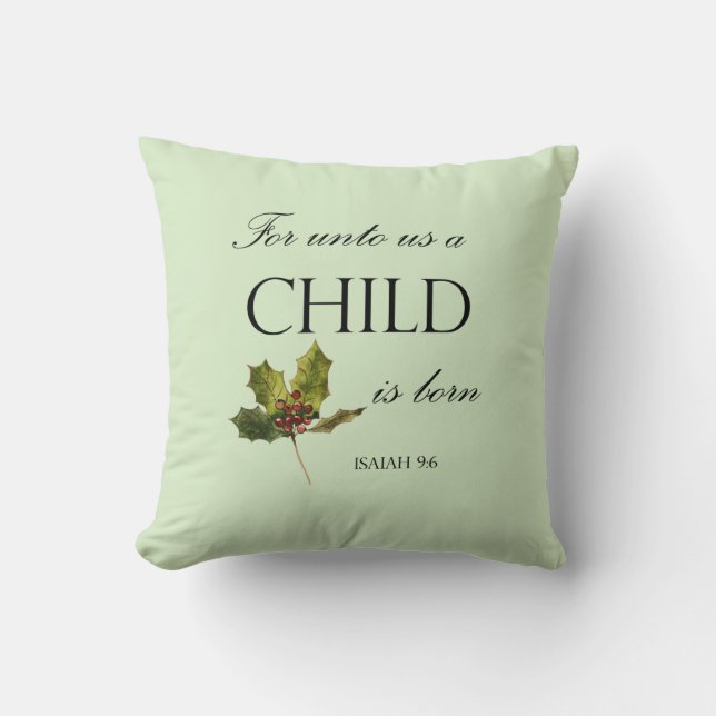 Bible Verse Christmas Throw Pillow (Front)