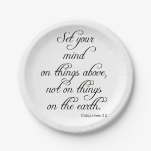 Bible Verse Col 3 2 Set Your Mind Kitchen dining Paper Plate