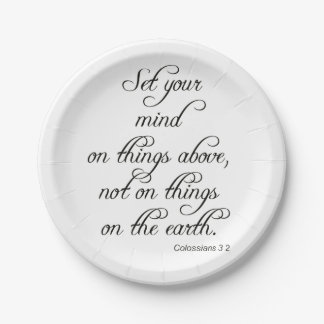Bible Verse Col 3 2 Set Your Mind Kitchen dining Paper Plate