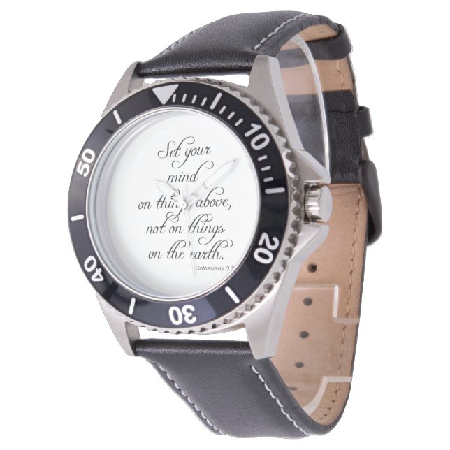 Bible Verse Col 3 2 Set Your Mind Wrist Watch (Angled)