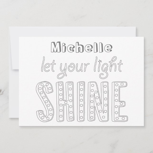 Bible Verse Colouring Card - Let Your Light Shine (Front)