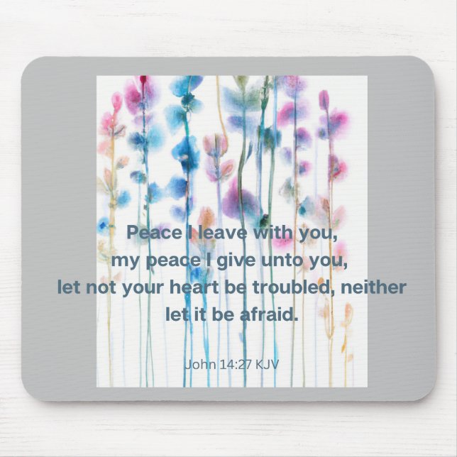 Bible verse comfort bright water-colored flowers   mouse mat (Front)
