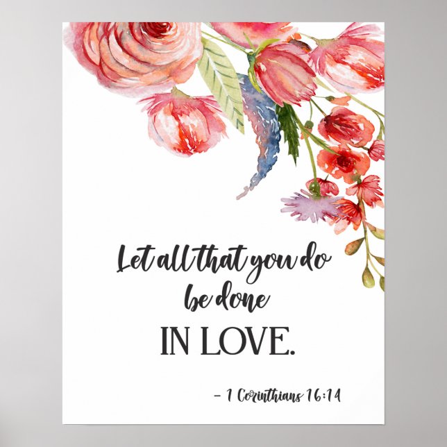 Bible verse Corinthians floral scripture poster (Front)