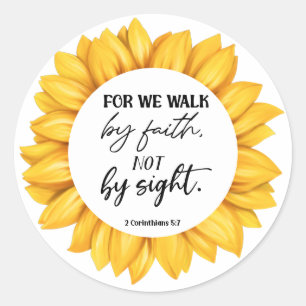 Bible Verse Corinthians Sunflower  Classic Round Sticker