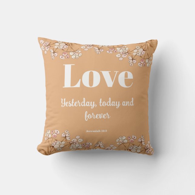 Bible verse Cream Caramel Floral  Cushion (Front)
