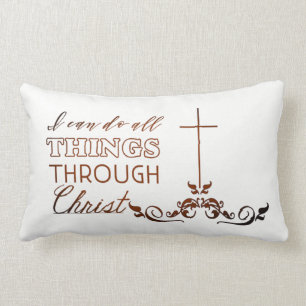 Bible Verse Cross Calligraphy Christian Gift Lumbar Cushion