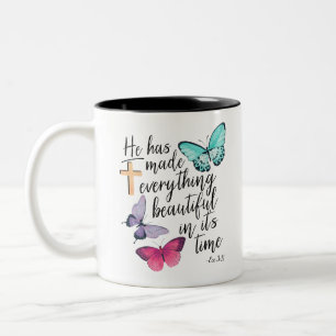 Bible Verse Cross Ecclesiastes Ecc Scripture Two-Tone Coffee Mug
