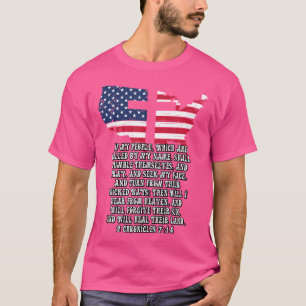 Bible Verse Cross Jesus 2 Chronicles 714 Usa Flag T-Shirt