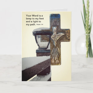 Bible Verse cross lamp Confirmation card  (Matte)