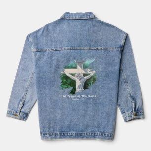 Bible Verse Cross PERSONALIZE Denim Jacket