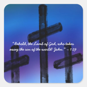 Bible Verse Crosses, Religious Christian   Square Sticker