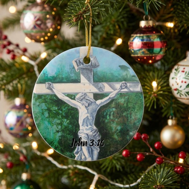 Bible Verse Crucifix Ceramic Tree Decoration (Creator Uploaded)