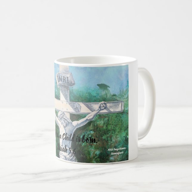 Bible Verse Crucifix  Coffee Mug (Front Right)