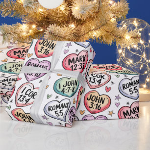 Bible Verse Cute Hearts Christmas Wrapping Paper