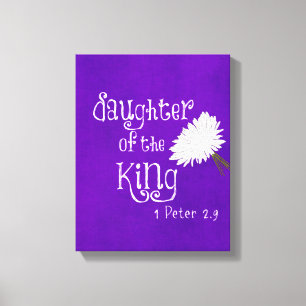 Bible Verse: Daughter of the King Purple Canvas Print