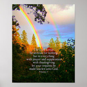 Bible Verse Double Rainbow Photo Canvas Print