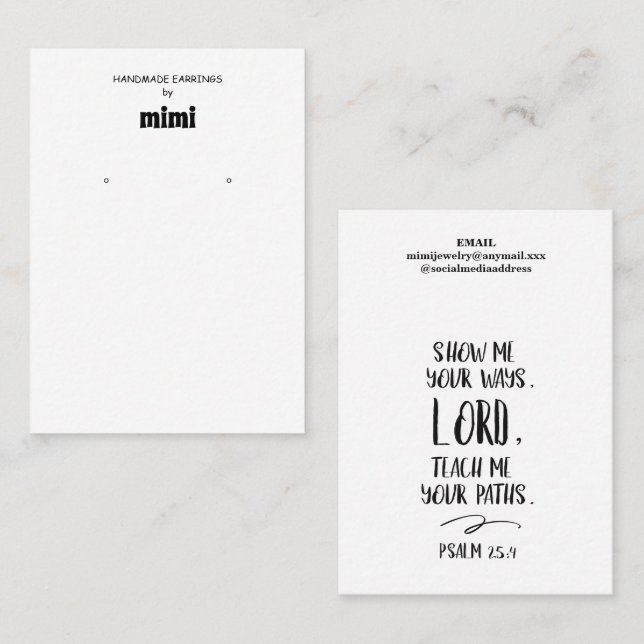 Bible Verse Earring Display  Business Card (Front/Back)