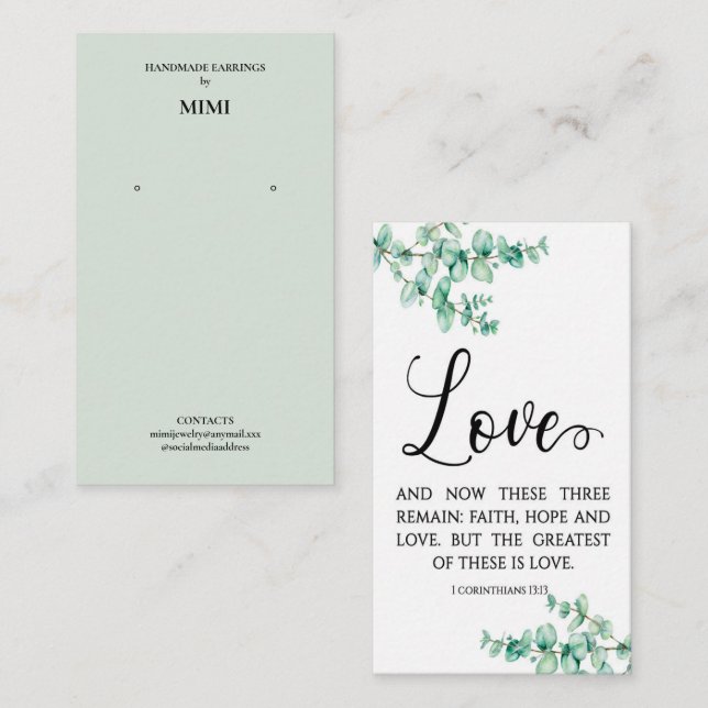 Bible Verse Earring Display  Business Card (Front/Back)