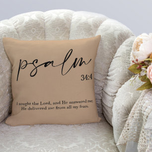 Bible Verse Elegant Beige Cushion