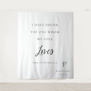 Bible Verse Elegant Calligraphy Wedding Backdrop Tapestry