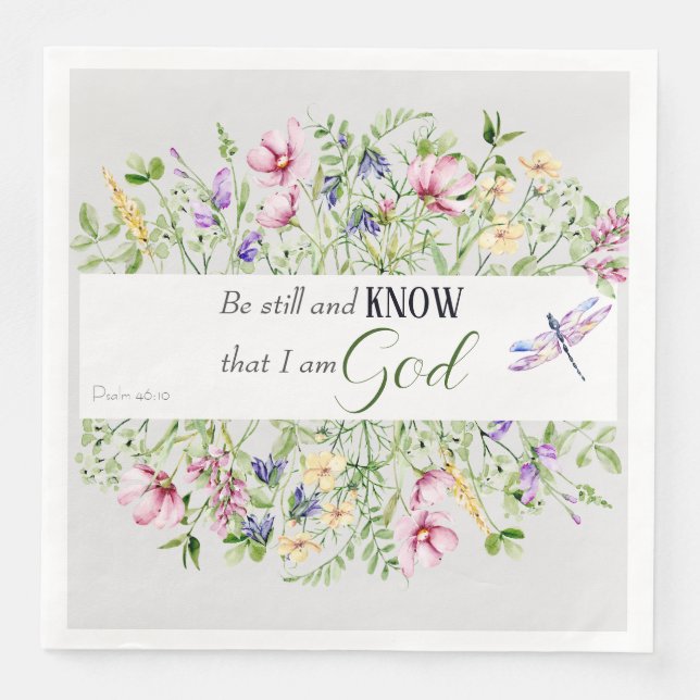 Bible Verse Encouraging Botanical Watercolor Napkin (Front)