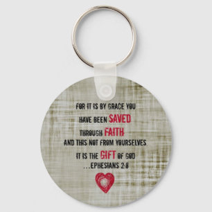 Bible Verse Ephesians 2:8 Key Ring