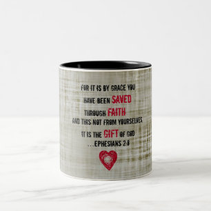 Bible Verse Ephesians 2:8 Two-Tone Coffee Mug